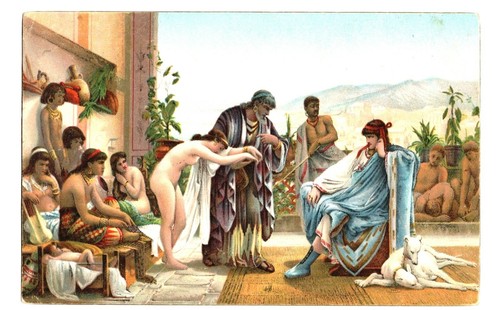 (Pgasteelers1)German Post Card "The Slave Market" (Slave Traders Viktor Giraud - Picture 1 of 2