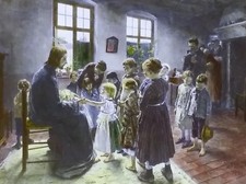 Suffer Little Children to Come Unto Me,Frttz con Uhde, Magic Lantern Glass Slide