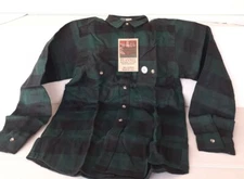 Wear Guard Heavyweight Mens Small 19" Green Black Plaid Flannel Shirt USA NEW   