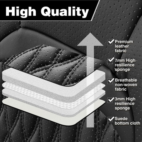 For Dodge Ram 1500 2009-2023 2500 3500 Napa Leather Car 5 Seat Covers Full Set - Picture 19 of 32