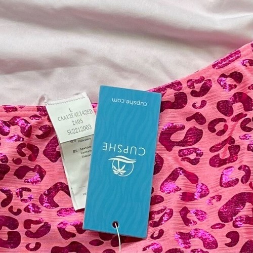 Cupshe Badeanzug rosa Leopardenmuster Damen Größe L glänzend Träger NEU - Bild 10 von 11