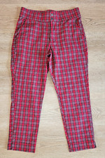 Hollister Plaid Ultra High-Rise Ankle Pants Red/Black Stretch XL Extra Large