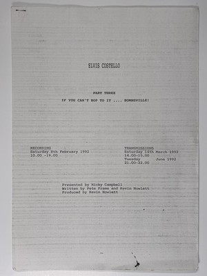 BBC Script 1992   Elvis Costello Part 3   Written by Pete Frame & Kevin Howlett