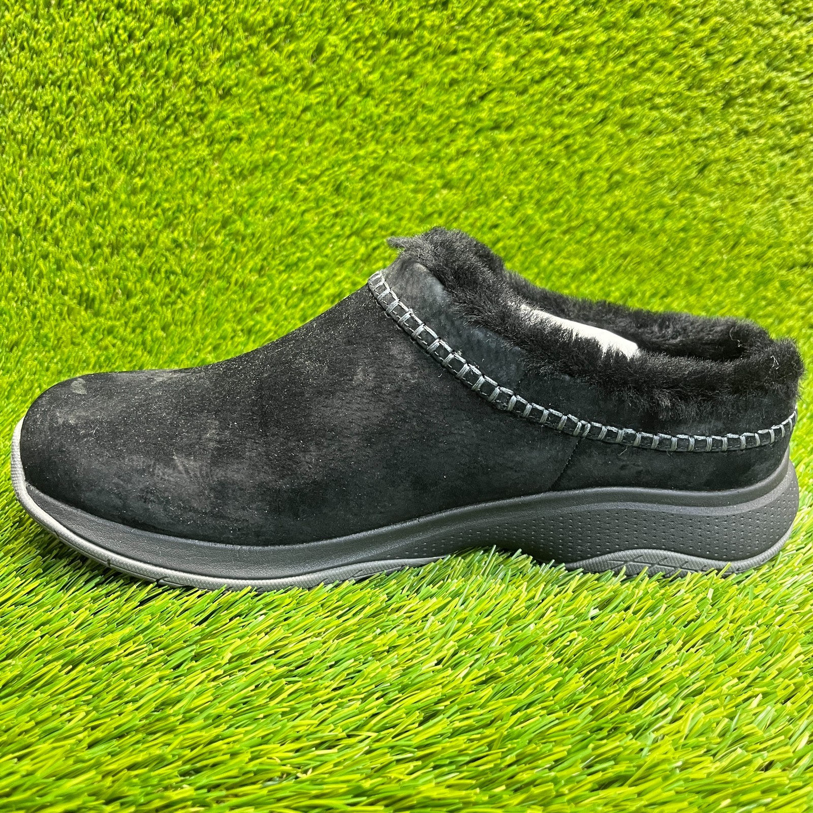 Scarpe zoccoli Merrell Encore Ice 5 larghe da donna taglia 11W nere da passeggio scamosciate slip on