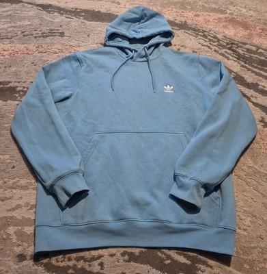 Adidas Hoodie Herren L blau Trefoil Logo Pullover Sweatshirt Kängurutasche