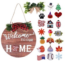 Welcome Sign for Front Door,Interchangable Seasonal Welcome Sign for Front Po...