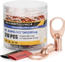 10pcs 6 AWG 1/2 M12 Battery Cable Lugs Heavy Duty Copper Wire Lugs Battery