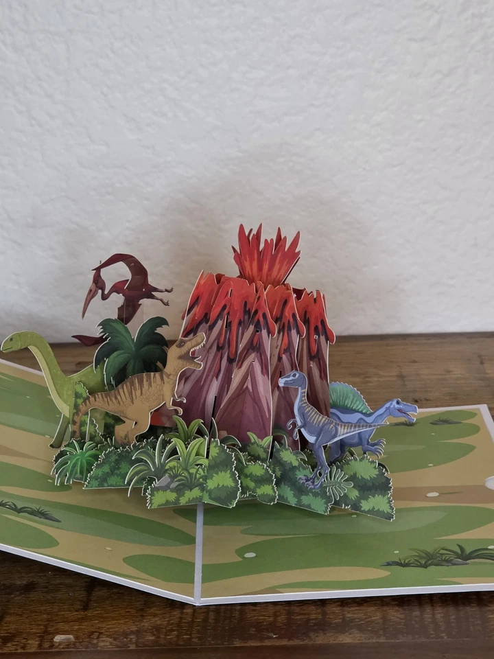 Dinosaur 3-D Pop-Up Card Greeting Card Birthday All Occasion 5x7 - Image 2 of 3