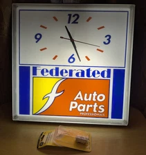 Vintage Federated Auto Parts Advertising Wall Clock Service Station Shop Clock￼