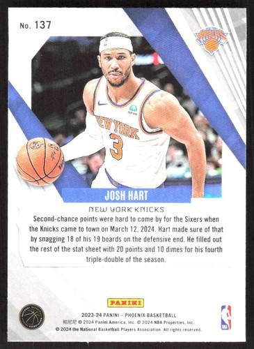 9149G 2023-24 Panini Phoenix #137 Josh Hart Phoenix Blue Ice - Picture 2 of 2