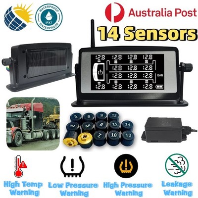Solar Power Tyre Pressure Monitoring System Car TPMS Alarm 14 External Sensors 
