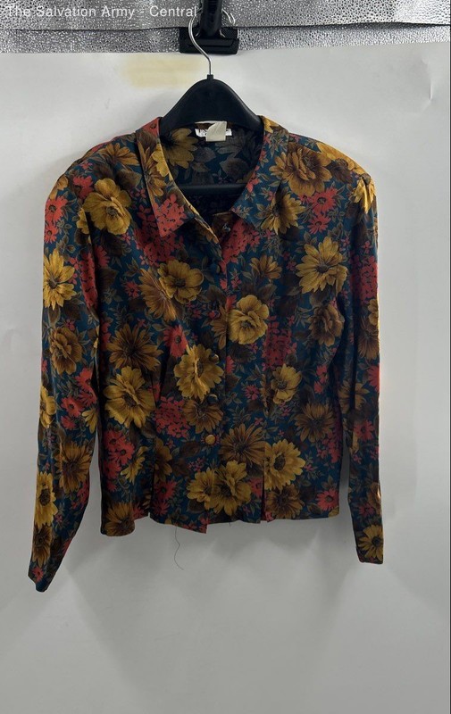 J.O.A. Bank Clothiers Womens Multicolor Floral 2 Piece Shirt Skirt Set Size 8