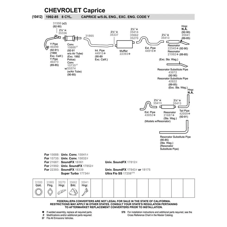 For Chevy Impala 1985 Walker 44916 Aluminized Steel Exhaust Extension Pipe Foto 2 de 4