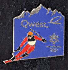 SALT LAKE 2002. OLYMPIC GAMES PIN. QWEST. A SKIER