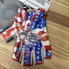 Fish Monkey Stubby Guide Gloves, Americana Size Large Fishing Gloves