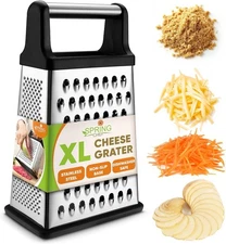 Spring Chef XL 4-Side Stainless Steel Cheese Grater Black