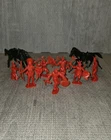Vintage Louis Marx Plastic Toy Figures Indians And Horses 2” Red Bundle