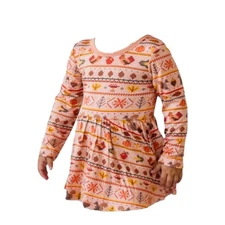 Little Sleepies Dress 3-6 Months Harvest Fair Isle Long Sleeve Twirl Bodysuit