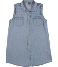 Vince Camuto Womens Button-Front Shirt Dress, Blue, X-Large