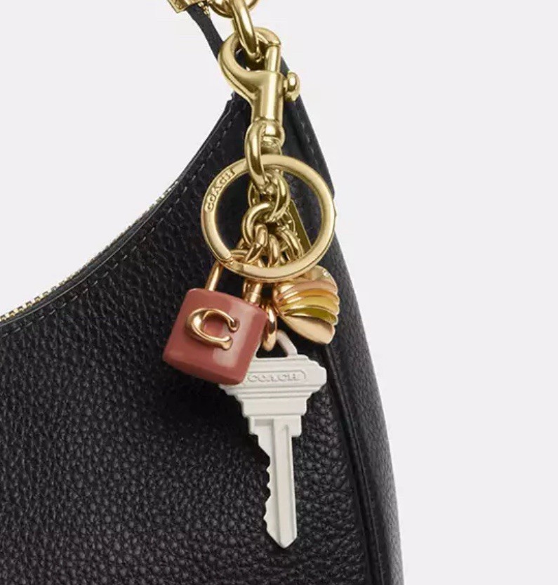 NWT Coach Signature C Lock Key Heart Cluster Bag Charm