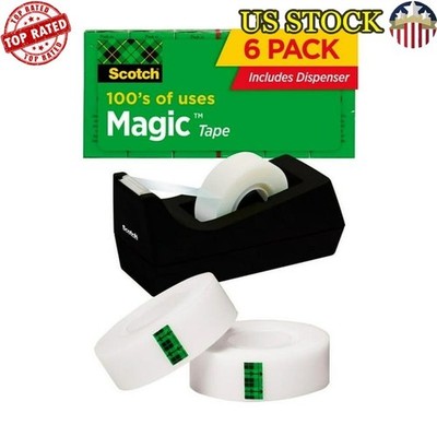 Invisible Secure Tape 3/4in X 1000in 6 Rolls Dispenser Office School Supplies