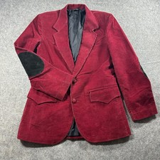 Vtg Pioneer Wear Mens Western Corduroy Blazer Chile Red Suede Elbow Patches 38