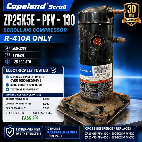Copeland scroll compressor ZP25K5E-PFV-130 ZP25K5E-PFV-230 ZP25K5E-PFV-830 WORKS