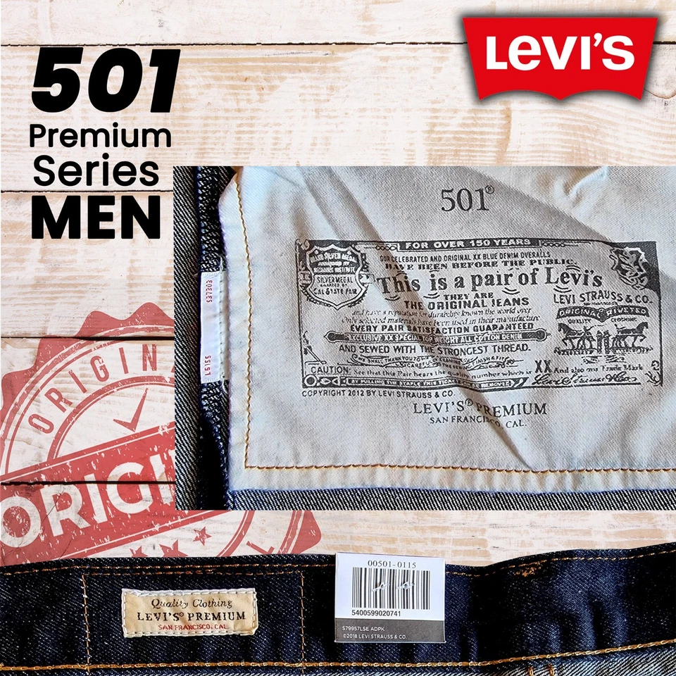 Levi's 501 Original Mens Jeans Regular Fit Straight Leg Dark Blue - Image 4 of 4