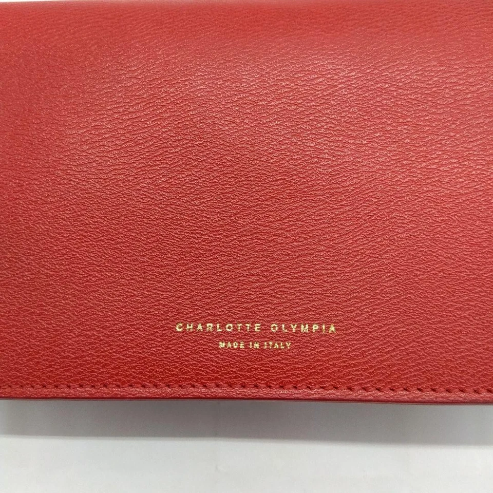 Mini bolso de hombro Charlotte Olympia Kitty de cuero rojo sin usar casi como nuevo Foto 3 de 4