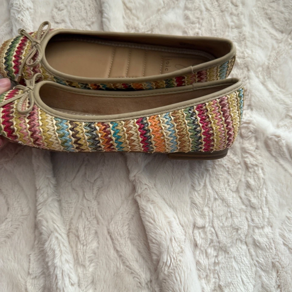 Zapatos planos de ballet Joie para mujer talla 7 tejidos de rafia sin cordones multicolor informales Foto 3 de 4