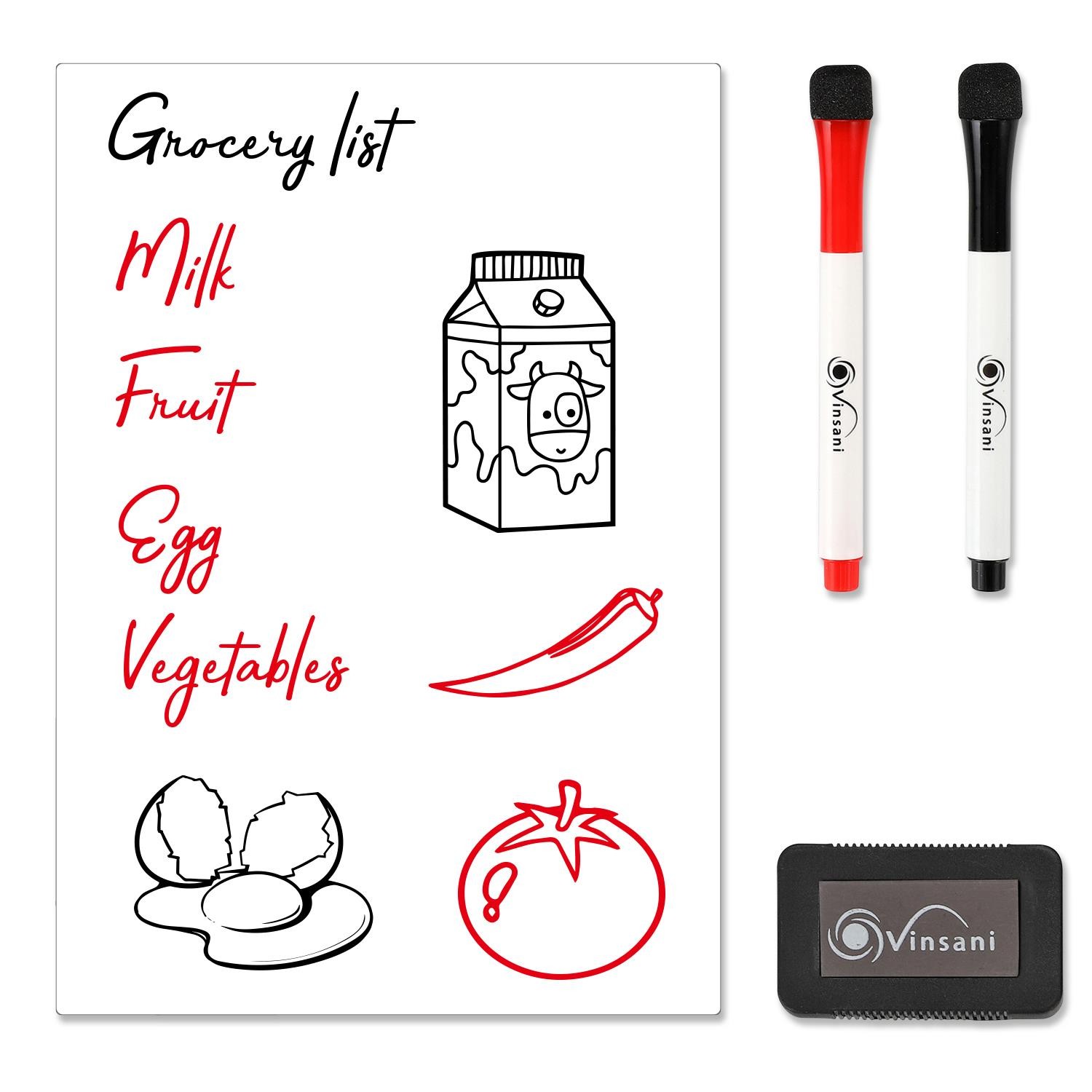 A4 size Magnetic Whiteboard with 2 Markers and Eraser, Organiser by Vinsani