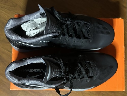 Nike Womens Volley Zoom Hyperspike Black/White/Metallic Silver 12.5 (M) - Picture 2 of 5