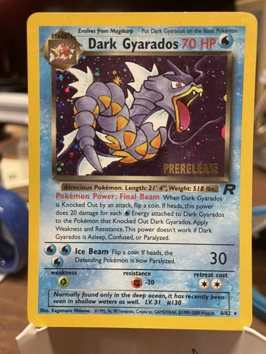 Pokémon TCG Dark Gyarados Holo Rare 8/82 Prerelease Holo 2000 Promo Unused