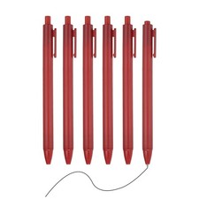 6 Pack Retractable Pens 0.5mm, Black Gel Ink for Office, Red