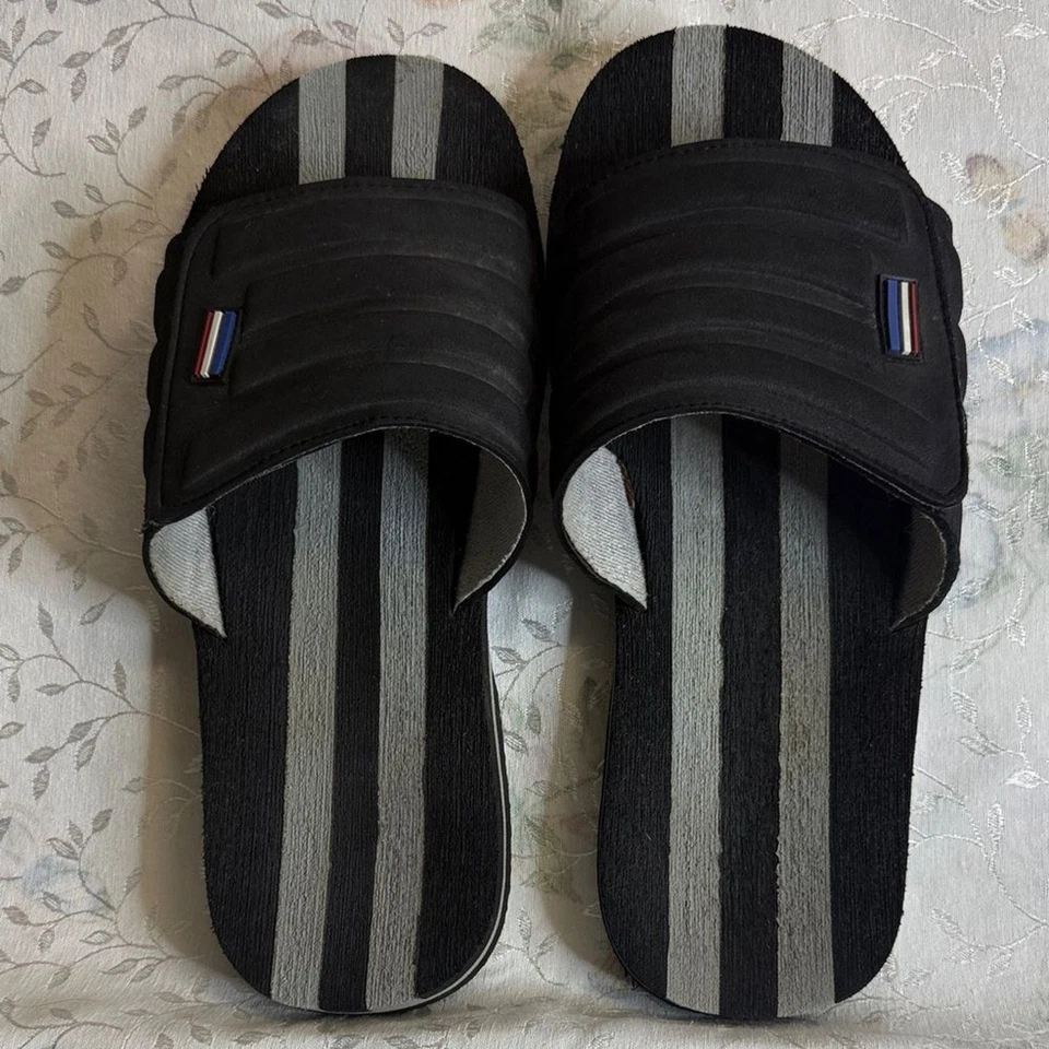 Elegantes sandalias negras deslizantes para hombre talla 12 Foto 3 de 3