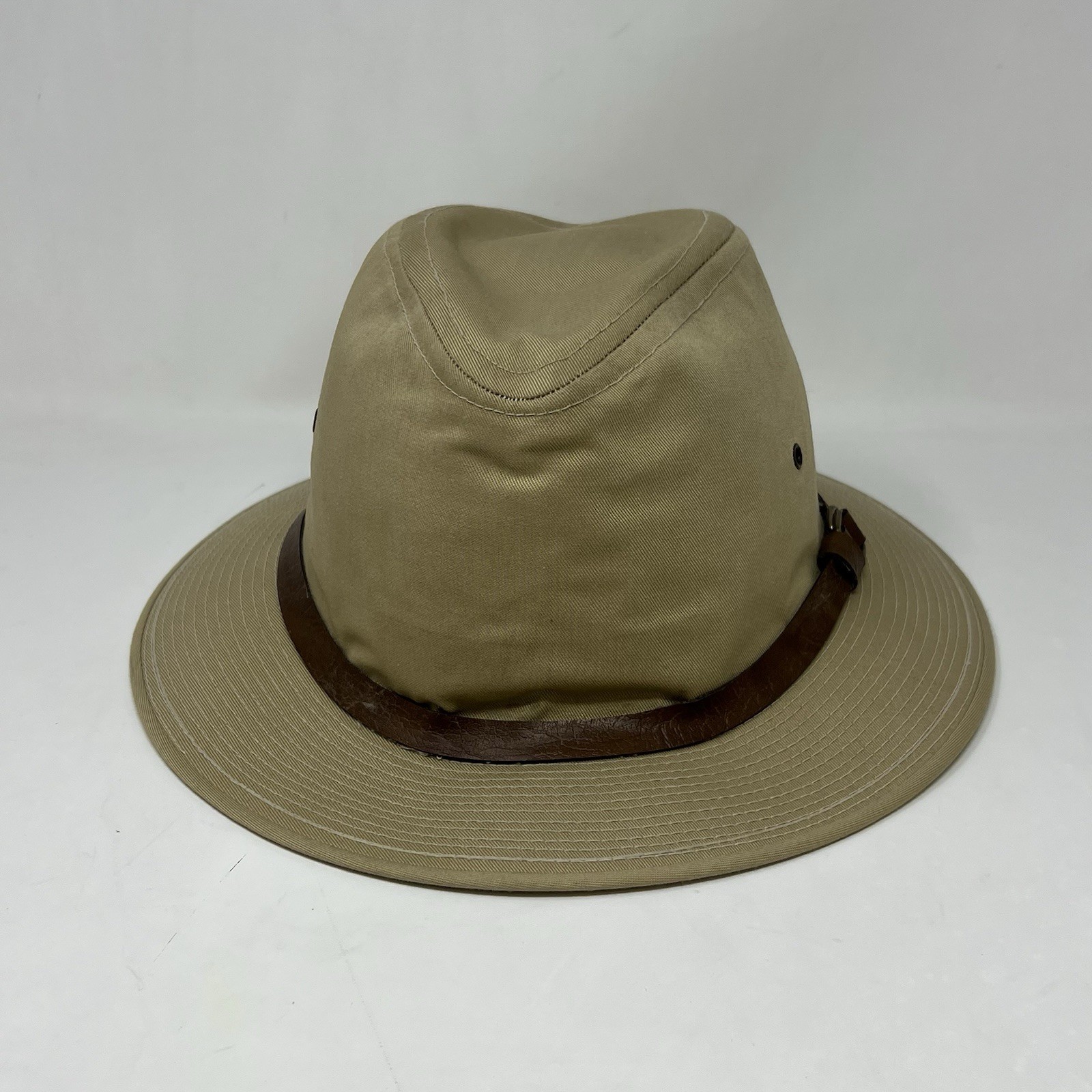 BIANCHI Mens M Khaki Cotton Canvas Safari Fedora Hat Vintage Dad Cap USA-image