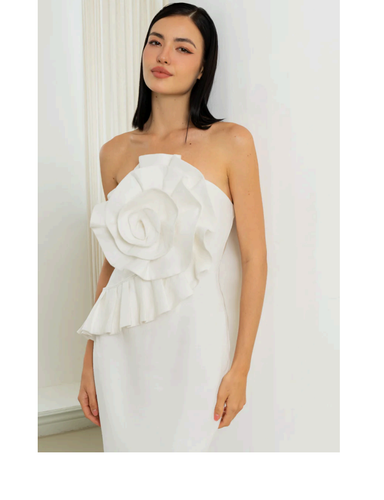 Yumi Kim Leinen trägerloses Rio Midikleid weiß Größe M - Bild 14 von 14