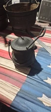 Antique Cast Iron Fire Starter Cauldron Smudge Pot handle 6.5x5.5”