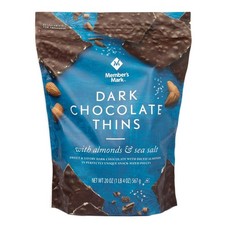 Member's Mark Dark Chocolate Thins with Almonds and 1.25 Pound Pack of 1