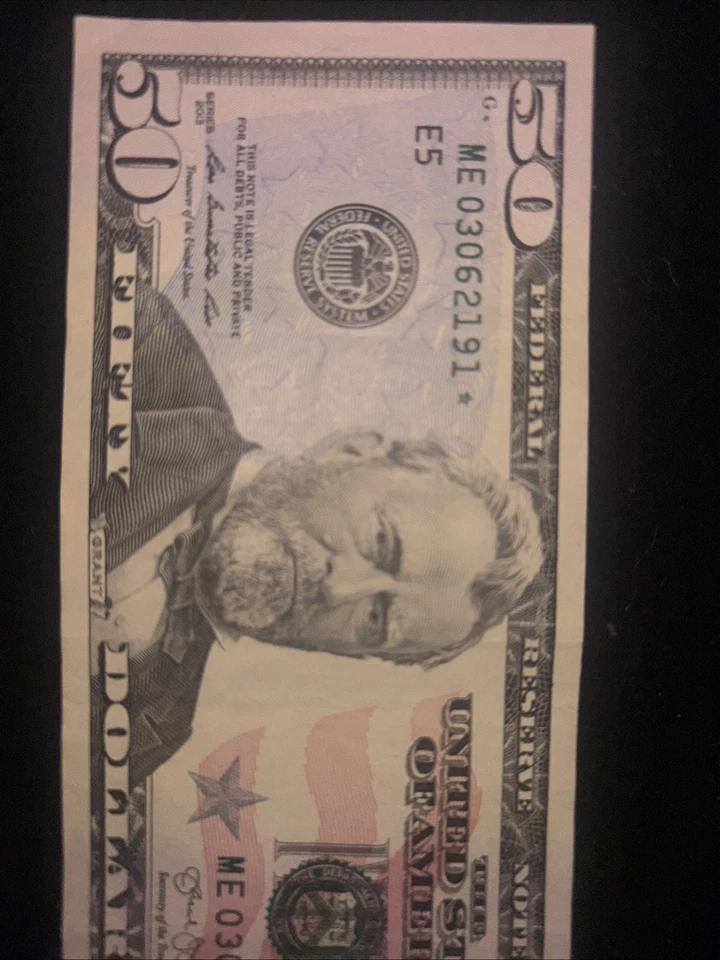 Low serial 50$ bill star note  Rare Great Condition - Image 3 of 4