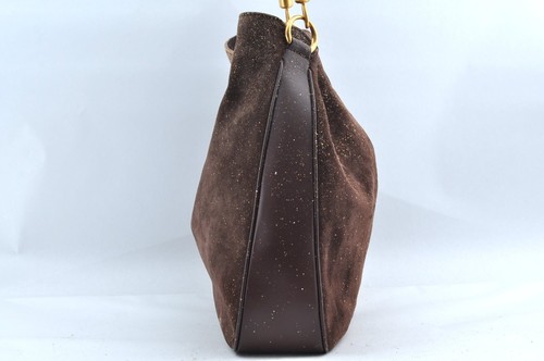 Authentic GUCCI Bamboo Shoulder Bag Suede Leather Brown Junk L2679 - Picture 4 of 10