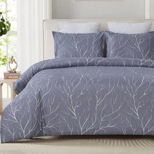 Soft Bedding Duvet Cover Set with Zipper Closure and Corner Ties, Blossom/Bra...