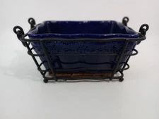 Temp-tations by Tara Cobalt Blue Country Lace Ovenware Loaf Pan And Carrier 6 X4