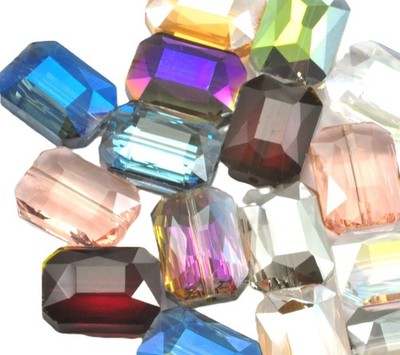 Große facettierte rechteckige Glas Kristall Perlen 18 mm zur Schmuckherstellung 16 Stck.