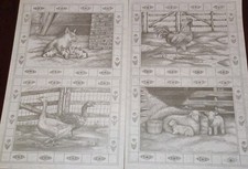 TRI CHEM 7088 FARM Animals Set 4 Panels Pig Sheep Picture to paint TRICHEM
