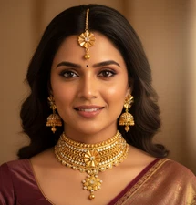 sk 71 Indian Gold Look Bollywood Beautiful Fancy New Pendant Necklace Set