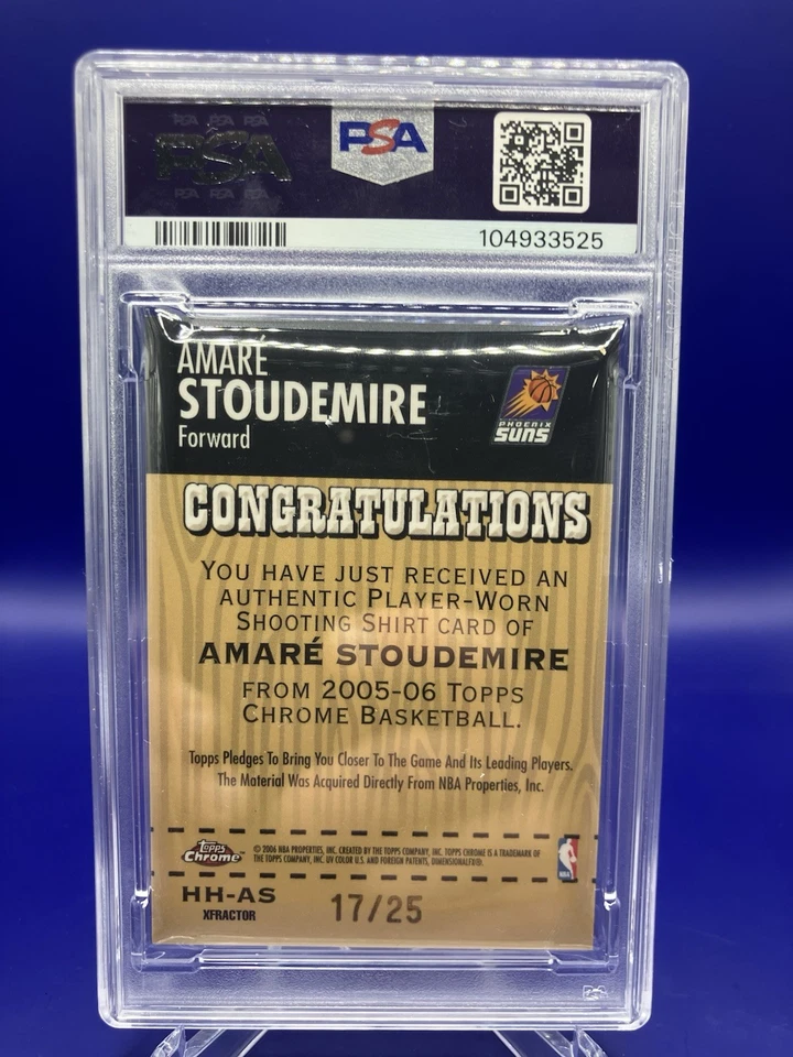 PSA 9 MINT 2005 AMARE STOUDEMIRE TOPPS CHROME X-FRACTOR HARDWOOD HEROES /25 - Image 2 of 2