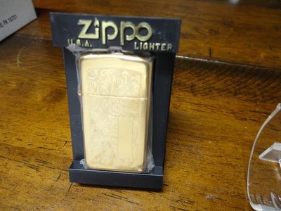 VENETIAN BRASS SLIM ZIPPO LIGHTER MINT IN BOX 2003