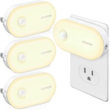 AUVON Night Light Plug in with Motion Sensor 120 A - 4PACK, A-Warm White