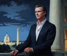 Gavin Newsom Patriotic Democrat American Oil Paint Style AI Generated 8X10 Print